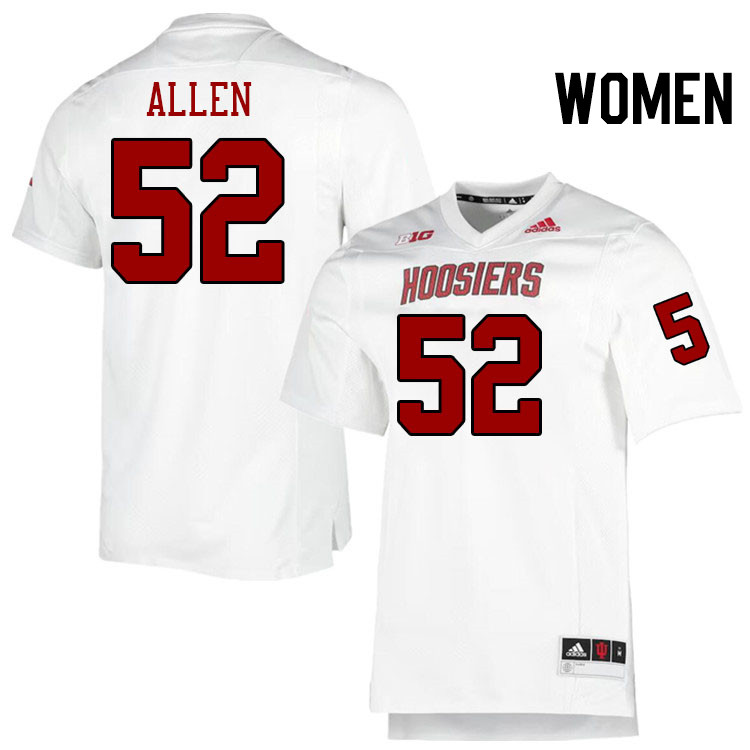 Women #52 Clayton Allen Indiana Hoosiers College Football Jerseys Stitched-Retro White